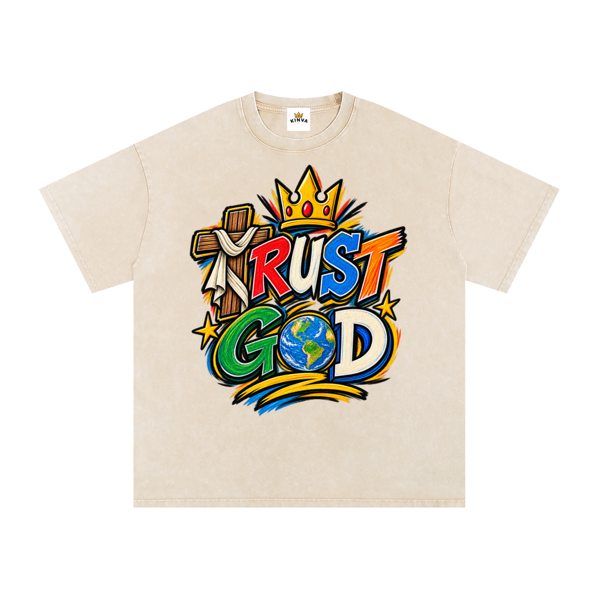 “Trust God” Oversized Cotton T-Shirt