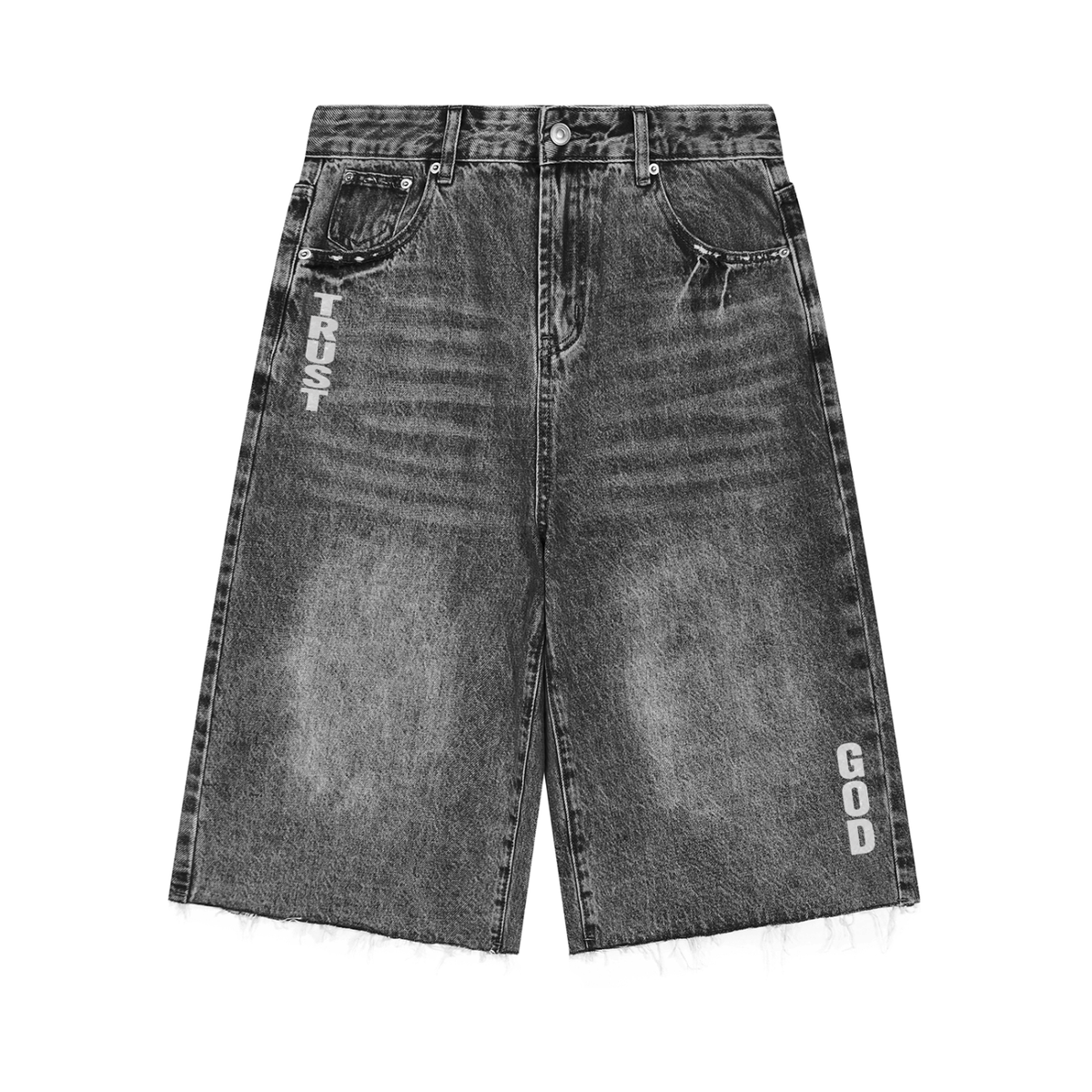 “Trust God” Denim Shorts