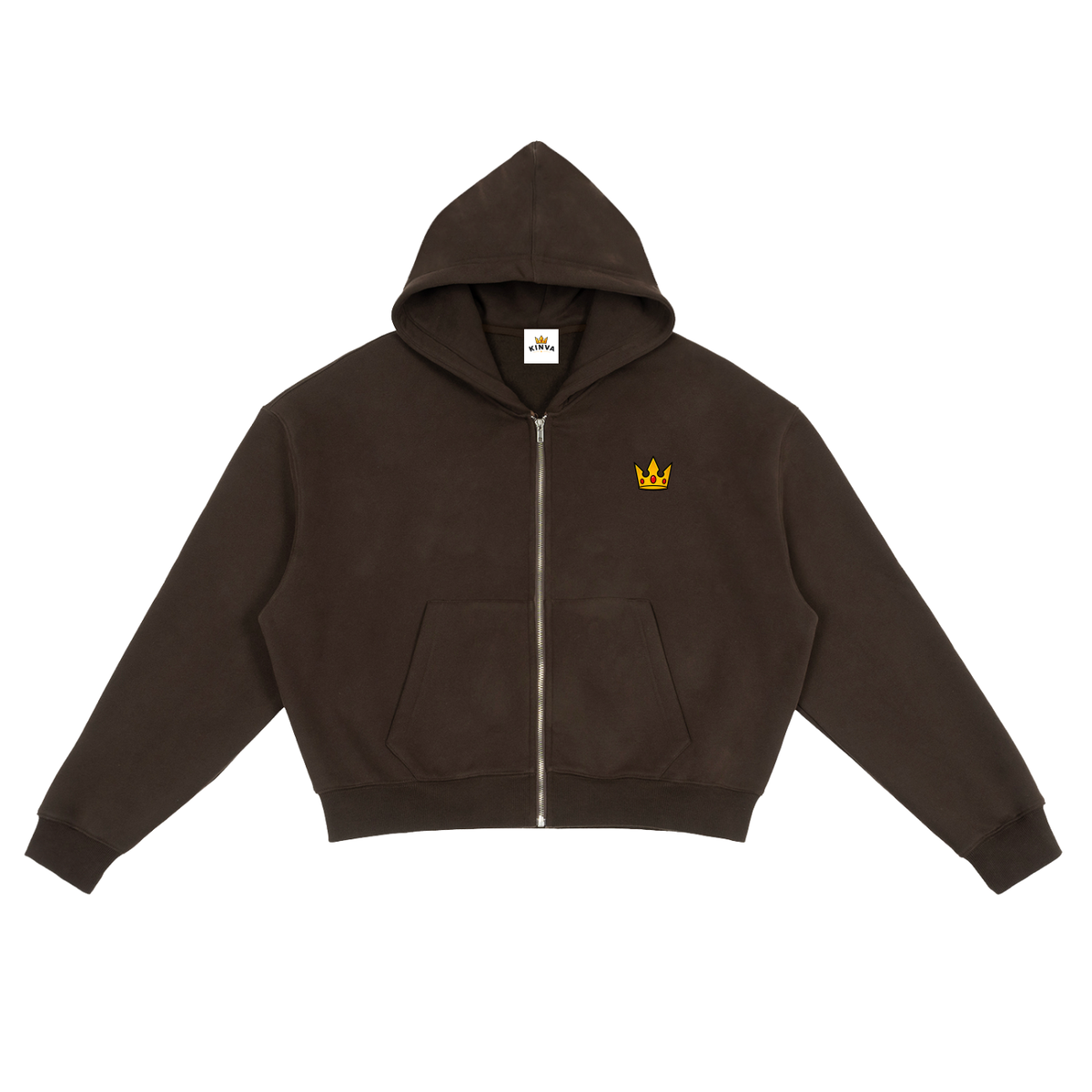 KINVA Fleece Zip-Up Boxy Hoodie