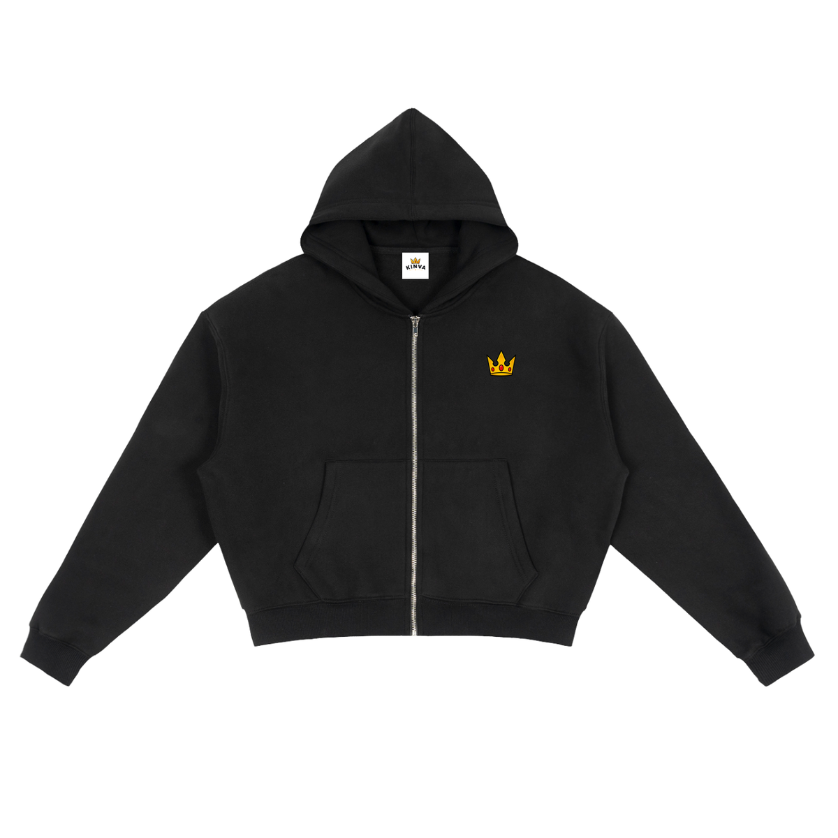 KINVA Fleece Zip-Up Boxy Hoodie